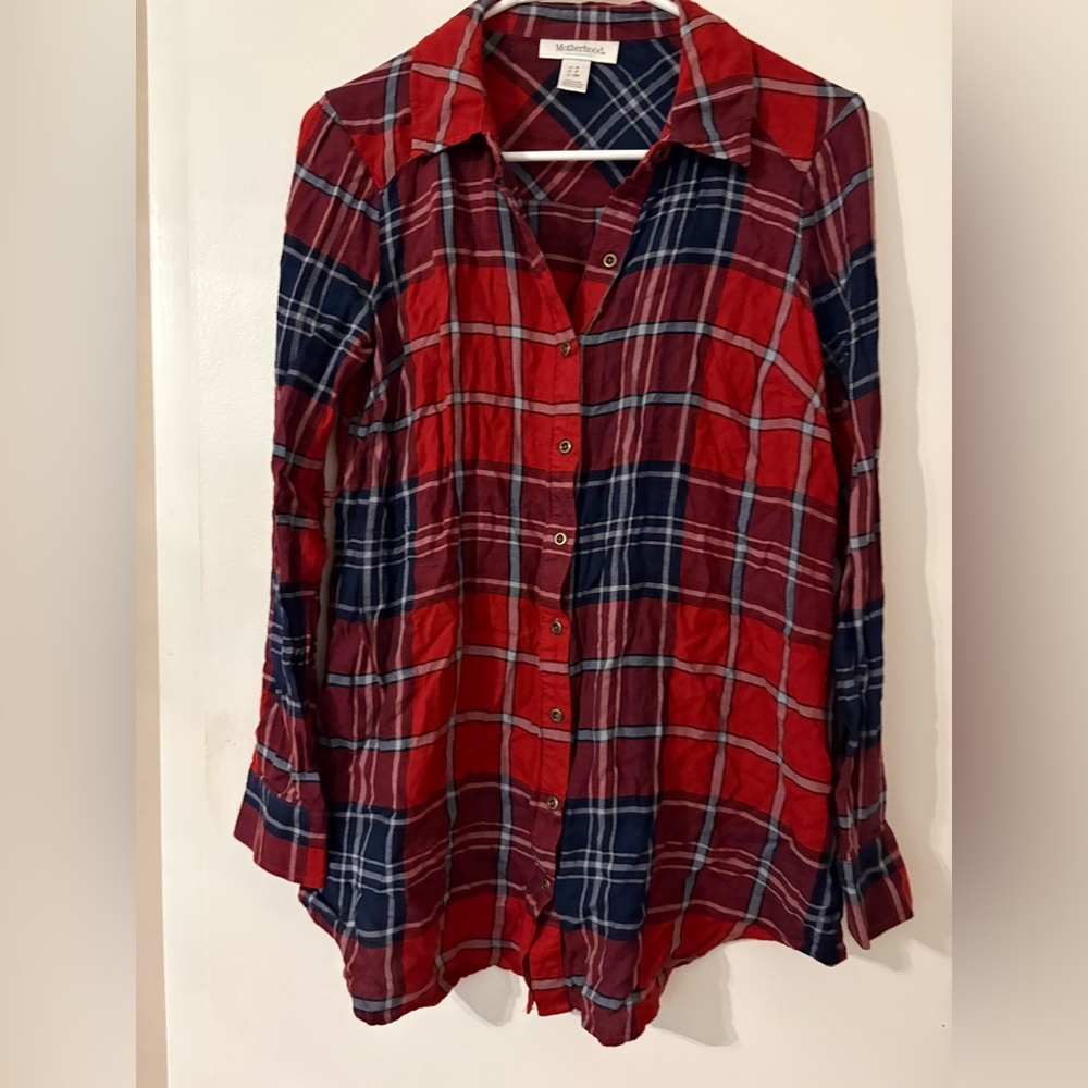 Motherhood Red and Blue Plaid Shirt